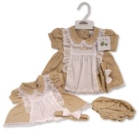 BIS-2120-6277: Baby Linen Dress, Pant & Headband Set  (6-24 Months)