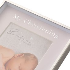 BM138: Silver Colour Photo Frame "Christening Day" Pink 4" x 6"