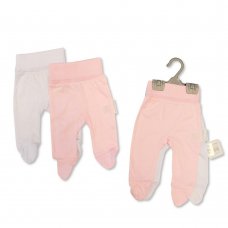 BW-0503-0634P: Baby 2 Pack Leggings- White/Pink (NB-6 Months)