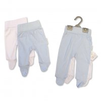 BW-0503-0634S: Baby 2 Pack Leggings- White/Sky (NB-6 Months)