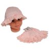 BW-0503-644P: Baby Girls Broderie Anglaise Hat- Pink (0-24 Months)