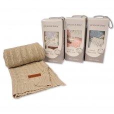 BW-112-1095P: Baby Boxed Cotton Cable Knit Wrap- Pink