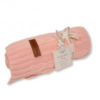 BW-112-1095P: Baby Boxed Cotton Cable Knit Wrap- Pink