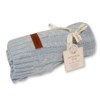 BW-112-1095S: Baby Boxed Cotton Cable Knit Wrap- Sky