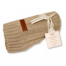 BW-112-1095TP: Baby Boxed Cotton Cable Knit Wrap- Taupe