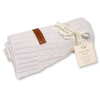 BW-112-1095W: Baby Boxed Cotton Cable Knit Wrap- White