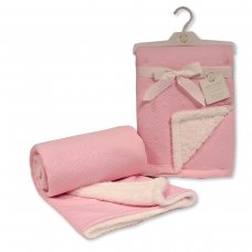 BW-112-2007: Baby Heart Embossed Wrap With Sherpa Back- Pink