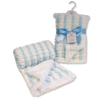 BW-112-2018S: Baby Stripe Design Wrap With Sherpa Back- Sky