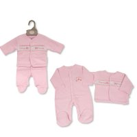 BW-13-386: Baby Girls Princess Smocked Cotton 2 Piece Outfit (NB-6 Months)