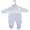 BW-13-389: Baby Boys Bunny Smocked Velour All In One (NB-6 Months)