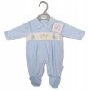 BW-13-391: Baby Boys Bunny & Carrot Smocked Velour All In One (NB-6 Months)
