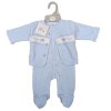 BW-13-393: Baby Boys Prince Smocked Cotton 2 Piece Outfit (NB-6 Months)