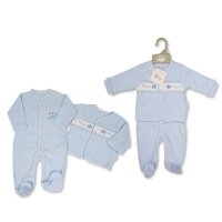 BW-13-393: Baby Boys Prince Smocked Cotton 2 Piece Outfit (NB-6 Months)