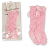 BW-61-2234P: Baby Knee Length Socks With Bow - Pink (0-18 Months)