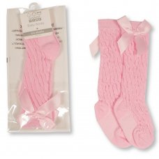 BW-61-2234P: Baby Knee Length Socks With Bow - Pink (0-18 Months)