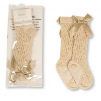 BW-61-2234TP: Baby Knee Length Socks With Bow - Taupe (0-18 Months)