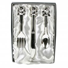 CG427: Silverplated Knife, Fork & Spoon Set with Teddy Tops *(96/24)