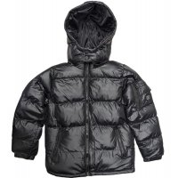 2J193011: Boys Jet Black Lined  Puffer Jacket/Coat (3-12 Years)