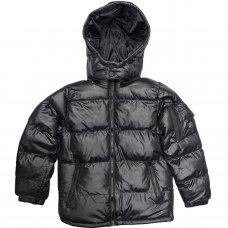 2J193011: Boys Jet Black Lined  Puffer Jacket/Coat (3-12 Years)