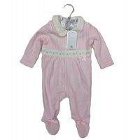 E07785: Baby Girls Jumbo Velour All In One (0-9 Months)