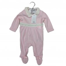 E07785: Baby Girls Jumbo Velour All In One (0-9 Months)