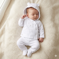 E07800: Baby Unisex Quilt Jacquard Jacket & Footed Trousers Outfit (NB- 6 Months)