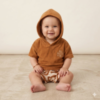 F09111INF: Baby Boys Terry Towelling Hooded Top & Shorts Outfit (12-24 Months)