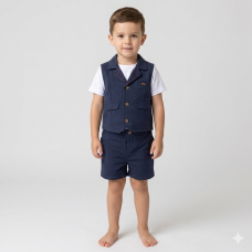 F09154TOD: Boys Waistcoat, T-Shirt & Short Outfit (2-4 Years)