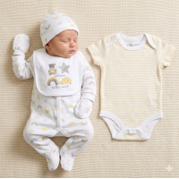 F10080NB: Baby Unisex Rainbows 6 Piece Mesh Bag Gift Set (NB-6 Months)
