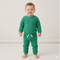 G10891INF: Baby Green Brushed Rib Sweatshirt & Jog Pant Outfit (12-24 Months)