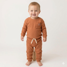 G10892INF: Baby Orange Brushed Rib Sweatshirt & Jog Pant Outfit (12-24 Months)