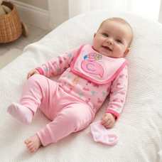 G2350: Baby Girls Flamingo 4 Piece Outfit (3-12 Months)