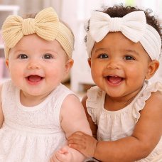GP-25-1397: Baby Girls 2 Headbands with Bow Set - Taupe