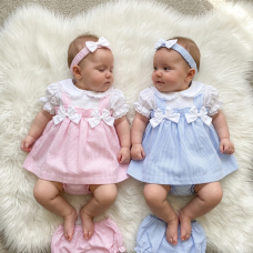 H12815INF: Baby Girls Dress, Pant & Headband Set (9-24 Months)