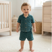 H13843INF: Baby Boys True Knit Shirt & Shorts Outfit (9-24 Months)