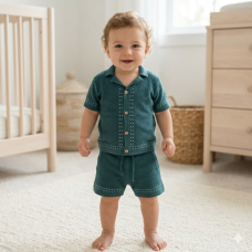 H13843INF: Baby Boys True Knit Shirt & Shorts Outfit (9-24 Months)