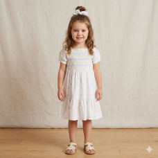 H14293TOD: Girls Smocked Dress & Scrunchie Set (2-4 Years)