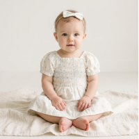 H14294INF: Baby Girls Smocked Dress & Headband Set (9-24 Months)