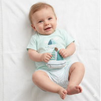 H14308NB: Baby Boys Boat T-Shirt, Shorts & Plush Toy Set (0-9 Months)