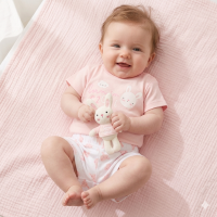 H14312NB: Baby Girls Bunny T-Shirt, Shorts & Plush Toy Set- Born In 2026 (0-9 Months)