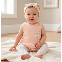 H14325INF: Baby Girls Watermelon Crochet Applique Top, Leggings & Headband Outfit (12-18 Months)