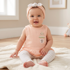 H14325INF: Baby Girls Watermelon Crochet Applique Top, Leggings & Headband Outfit (12-18 Months)