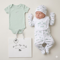 H14429NB: Baby Unisex Turtles 6 Piece Mesh Bag Gift Set (NB-6 Months)