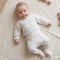 J13815: Baby Unisex Seals Ribbed AOP Top & Footed Pant Outfit (0-6 Months)