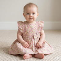 K34202: Baby Girls All Over Print Lined Dress  (1-2 Years)