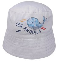 0399: Baby Boys SEA LIFE PRINT REVERSIBLE BUCKET Hat (6-18 Months)