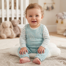 MTX05: Baby Sage Animal Print Dungaree & Top Outfit (0-18 Months)