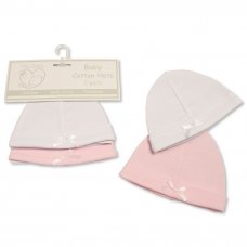 PB-20-477: Premature Baby Girls Hats with Bow - 2-Pack