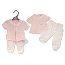 PB-20-620: Premature Baby Girls 2 Pieces Set with Bows - Princess (Trousers, Top)