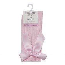 44B846: Baby Girls 1 Pair Cable Knee High Socks With Bow-Pink